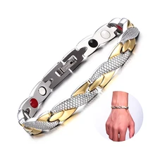 Здоровый Магнитный браслет для женщин, силовая терапия, витые магниты, Магнетитовые браслеты, браслеты для мужчин, ювелирные изделия из нержавеющей стали