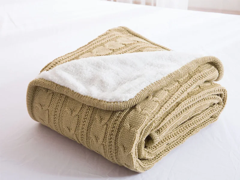 Новинка, 9 цветов,, высокое качество, овечье вельветовое одеяло, зимнее теплое вязаное шерстяное одеяло, диван/покрывало для кровати, 120*180 см - Цвет: Apricot