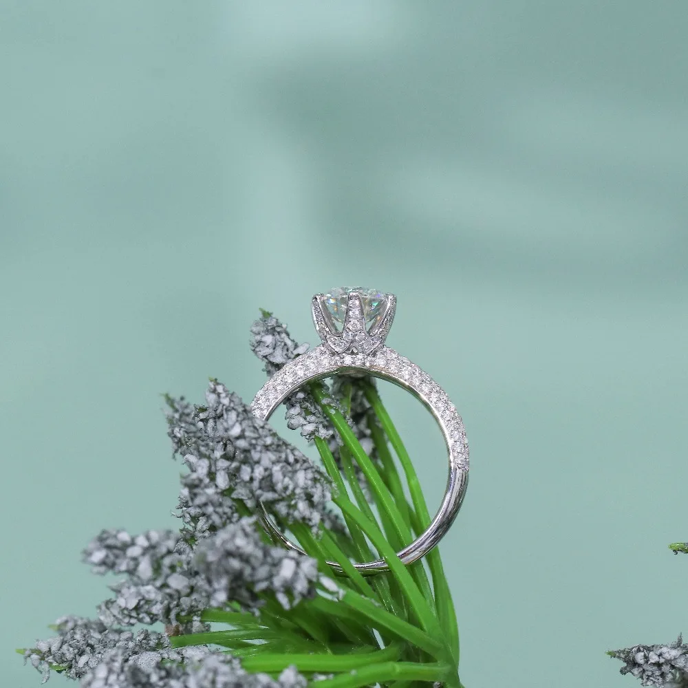 DovEggs 14 к белое золото центр 1ct 6,5 мм F цвет Муассанит алмаз обручальные кольца для женщин Золотое обручальное кольцо с акцентами
