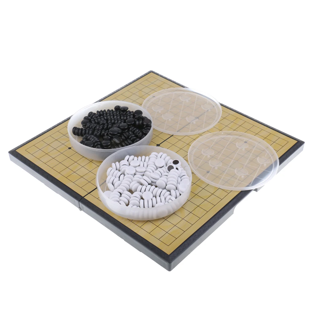 Foldable Game of Go Board Game WeiQi Chessboard Full Set 28.5x28.5cm Resin