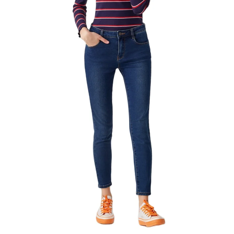 Женские узкие укороченные джинсы SEMIR потертые джинсовые хлопковые по щиколотку
