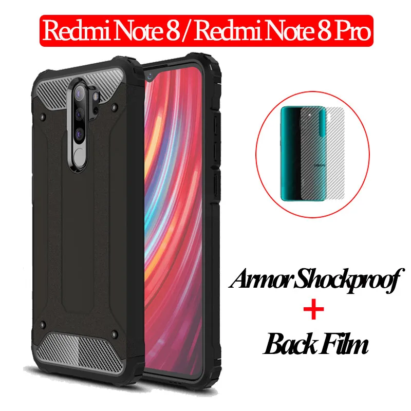 

2-in-1 Back Film + Armor Silicone Case Redmi-Note-8-Pro phone Case redmi note8 pro Full Cover redmi note 8 Shockproof Back Case
