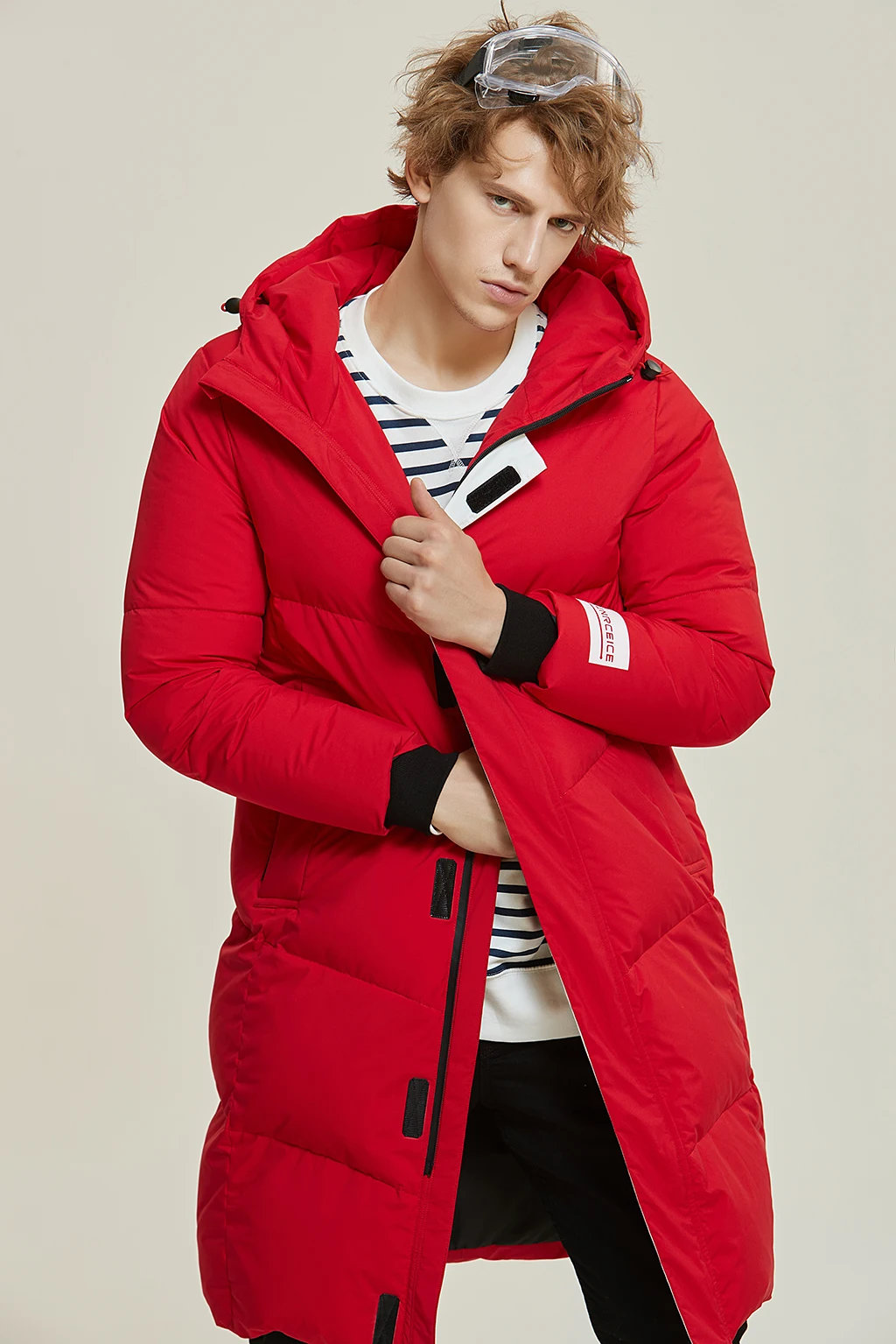 Мужское пальто модное длинное теплое пуховое пальто белая куртка-пуховик на утином пуху