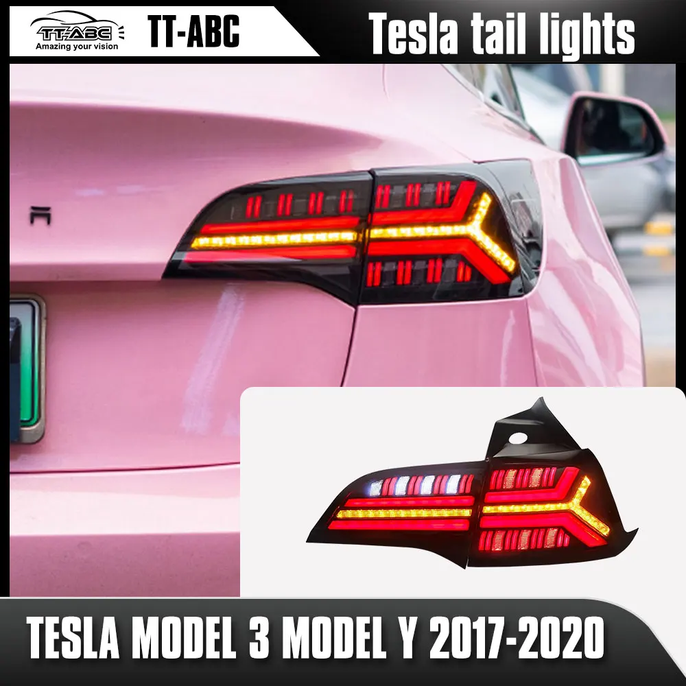 TT-ABC Tail Lights for Tesla Model 3 Model Y  2017-2020 LED DRL Modified Lamp Car Light Assembly Free Shipping