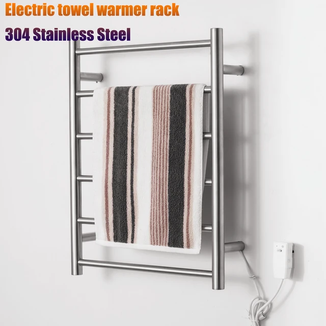 6-Bar Electric Towel Rack 304 Stainless Steel Circular Pipe Dry Heat Towel  Warmer Rack Bathroom Towel Leakage Protection Wwitch - AliExpress