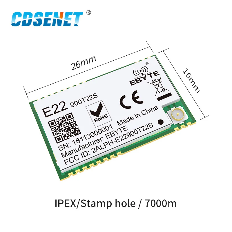 SX1262 UART 868 МГц 915 E22 900T22S LoRa Net work RSSI беспроводной трансивер 22 дБм SMD IPEX штамп