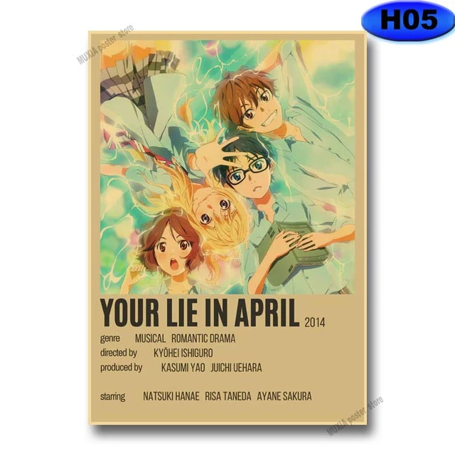 Pôsteres japoneses do anime your lie em abril, papel de parede artesanal  retrô, decoração de anime