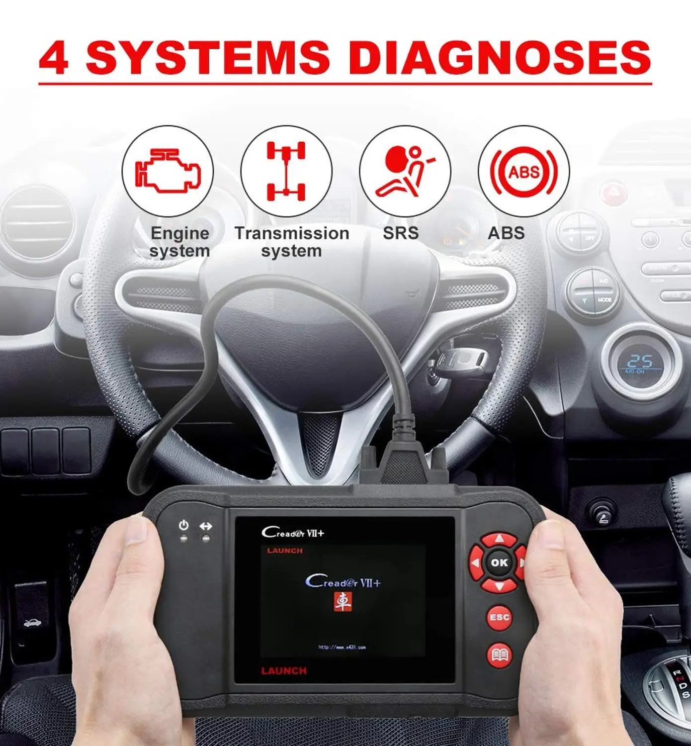 Диагностический сканер OBDII Launch Creader VII + OBD2 считыватель кодов автомобиля|creader vii|launch