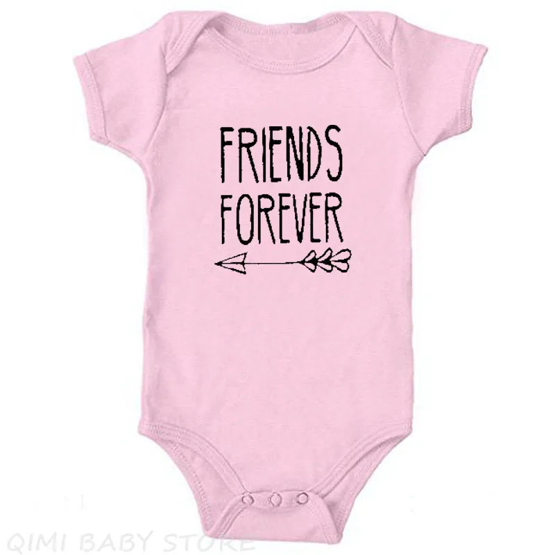 Friend Forever-Pink Костюм для близнецов, лучший друг, рожденные вместе, друзья, навсегда, милый комбинезон для близнецов, хлопковый костюм для новорожденных, подарок для близнецов, одежда - Цвет: Friend Forever-Pink