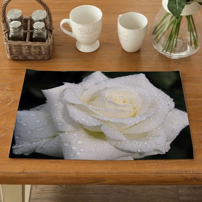 

TTLIFE Flower Pattern Placemat For Dining Table Drink Coasters Cotton Linen Table Cloth Pad Bowl Cup Mat Kitchen Accessories