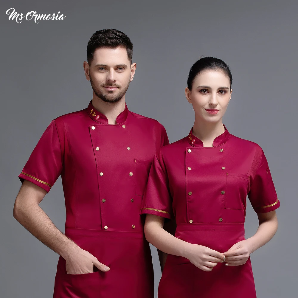 

Customizable Fashion Breathable Professional Chef Uniform Cooking Short Sleeve Jacket Bakery Chef Uniform Cafe working clothes