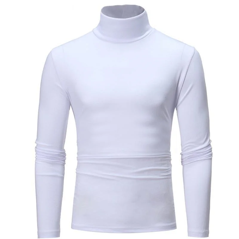 Turtleneck For Men Solid Colour Slim Elastic Thin Pullover Men Spring Autumn Turtleneck Men Knitting Brand Basic T-shirt Men men sweaters Sweaters