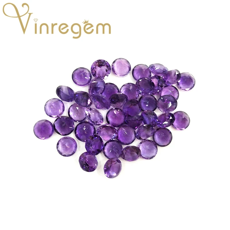 

Vinregem AAAAA Top Quality 1PCS Natural Round Cut 8MM Amethyst Loose Gemstone DIY Stones Fine Jewelry Wholesale Lots Bulk