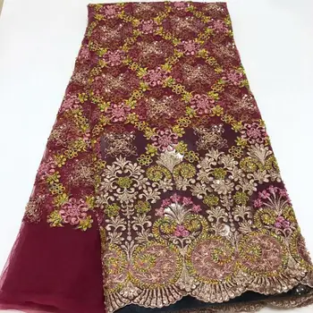 

High Quality French Mesh Lace Fabric Latest African Tulle Lace Fabric For Nigerian Men Women Dress Party FFY-820