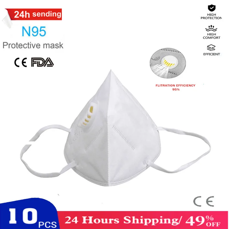 

30/50/100PCS N95 Mask Anti Fog Dustproof PM2.5 Protective Respirator Reusable N95 Mask Feature As Ffp2 Ffp3 Unisex KN95 Mask