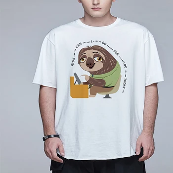 

Animated Printed Men T Shirt Crazy Animal City Sloth Lightning Pattern Printing Casual Comfortable Men Tops Tee Funny T Shirt