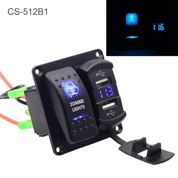 

5V 4.2A Dual USB Phone Tablet Navigation GPS Charger with Zombie Lamp Switch Combination Panel for Car Truck Boat Vehicles