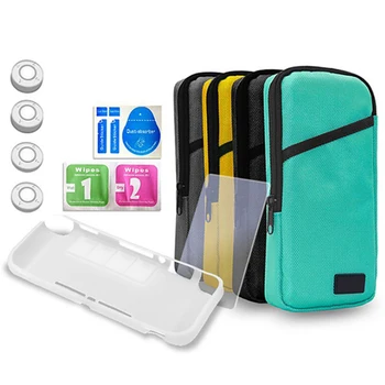 

7 In 1 Kit Portable Protective Carrying Hard Shell Case Bag Tempered Glass Screen Protector TPU Case for Switch Lite