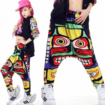 

Hip Hop Costume Adults Cute Patterned Loose Harem Pants Street Dance Clothing Women Modern Dancing Jazz Stage Wear Lady DT1773
