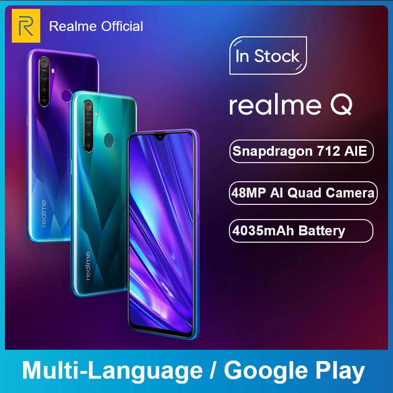 

realme Q 64GB 6.3'' Moblie Phone realme 5 pro 128GB Snapdragon 712 AIE Octa Core 48MP Quad Camera Cellphone 20W Fast Charger