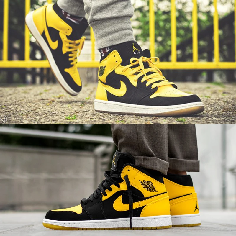 Оригинальные оригинальные мужские баскетбольные кроссовки Air Jordan 1 Mid AJ1, Классическая модная спортивная обувь для улицы, вентиляция 554724-035