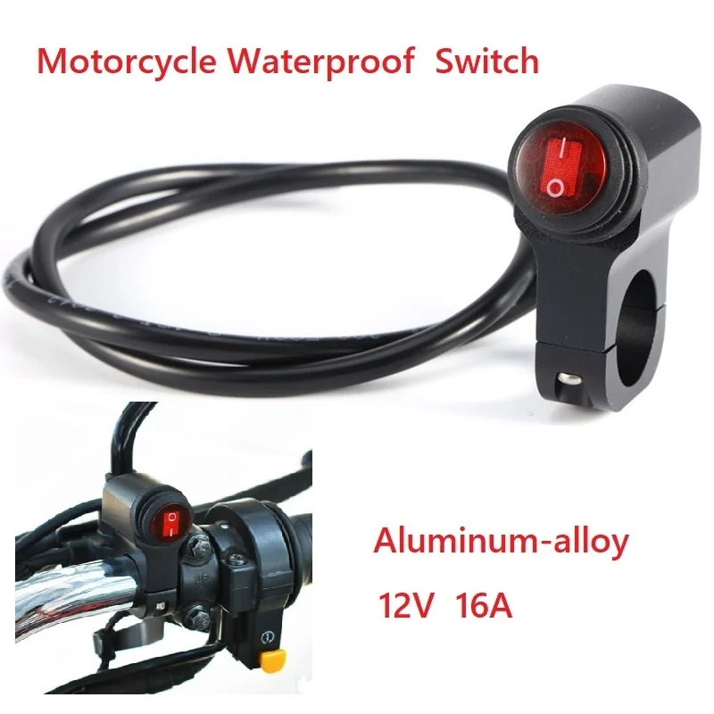 Мотоцикл преобразователя Переключатель 12V 16A мотоцикл Водонепроницаемый руль головной светильник тумана Точечный светильник вкл/выкл переключатель Алюминий из алюминиевого сплава