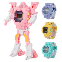7в1 дети мальчик творческой трансформации наручные часы игрушка Детские спортивные деформации детский робот электронные часы-игрушка