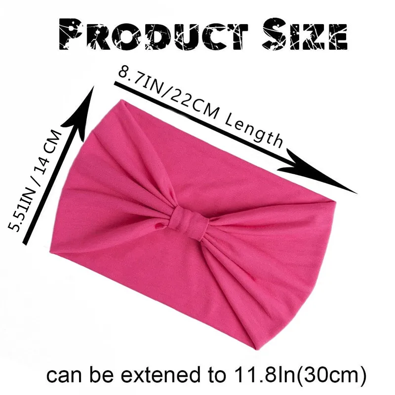 Turban Headwrap Solid Color Knot Wide Headbands for Women Soft Cotton Sports Elastic Hair Bands Accessories Yoga Bandana Bandage hair band for ladies
