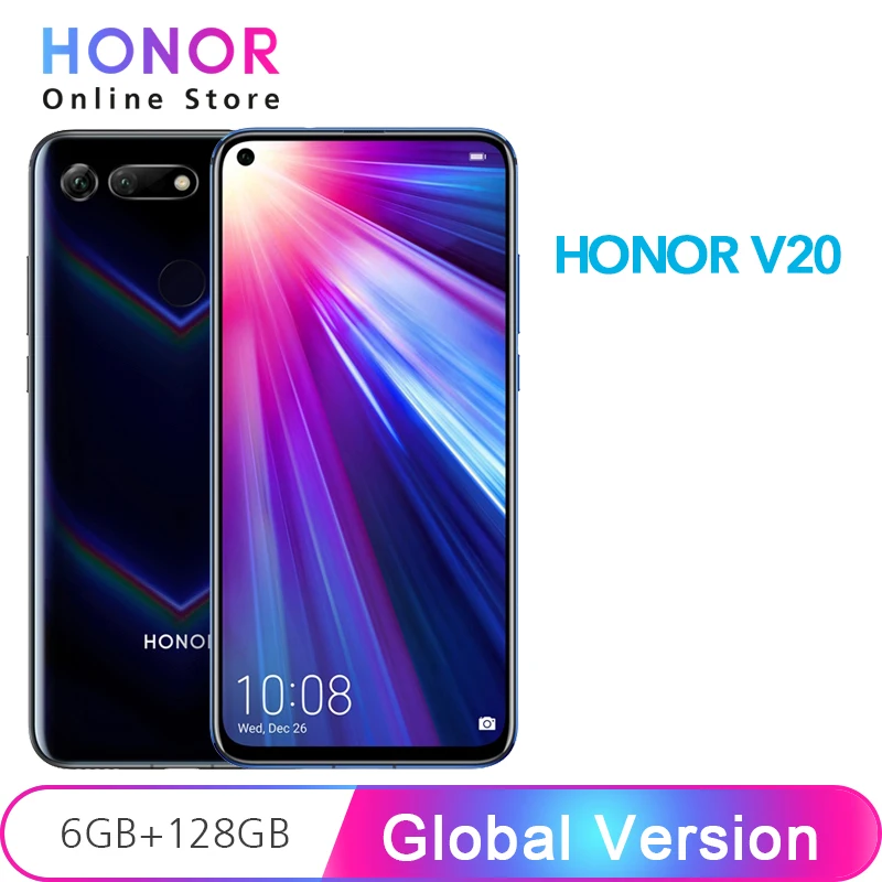 Глобальная версия Honor View 20 6GB 128GB Смартфон V20 Android 9 NFC Super Charge 48MP + 25MP камера Kirin 980 Octa
