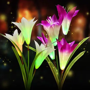 

Lily flower solar led light outdoor patio Landscape Lighting solar lamp for garden decoration Multi-Color Changing lampy solarne