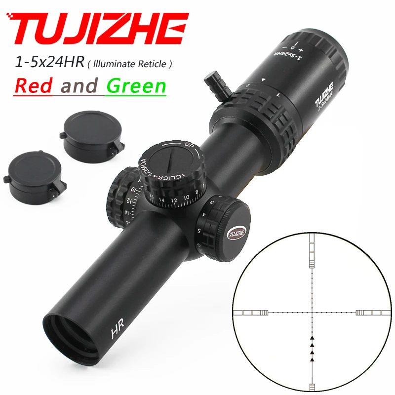 TUJIZHE 1 5x24HR Охотничий Тактический прицел компактный оптический R & G Осветляющий