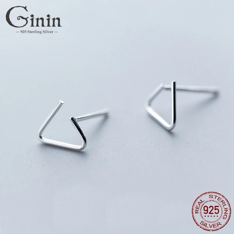 

Ginin 100% 925 Sterling Silver Geometric Open Triangle Stud Earrings For Women Simple 2021 Korean Fashion Trending Jewelry