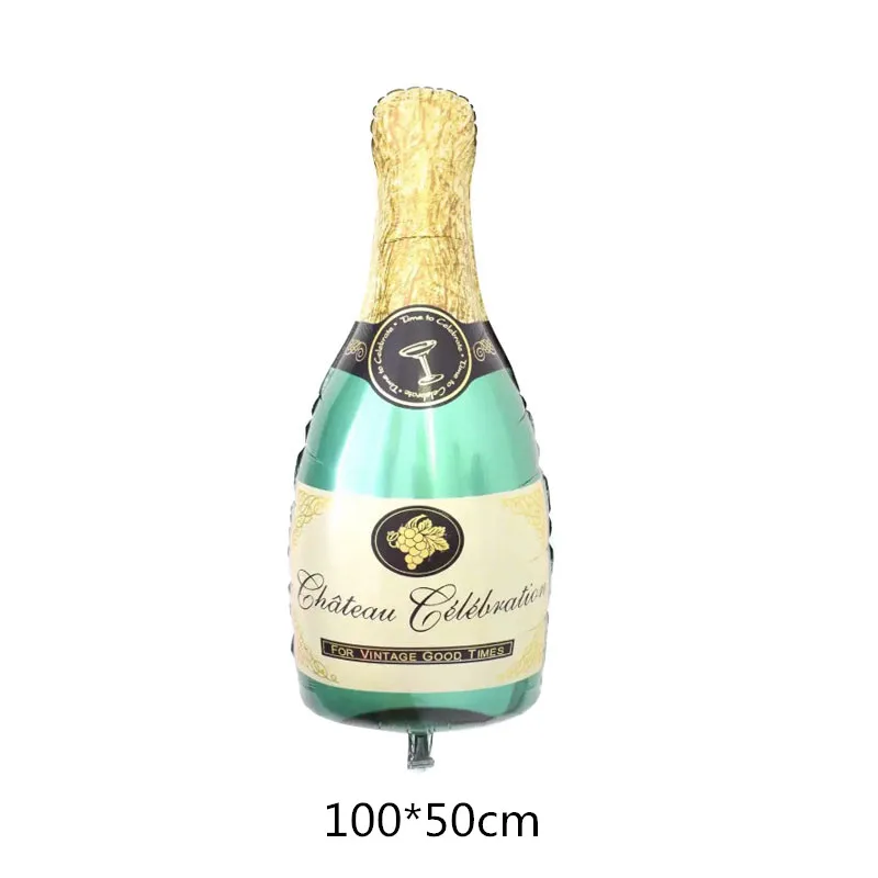 champagne green Бутылки вина фольги Воздушные шары на день рождения бокал для вина баллон Фламинго виски День рождения Свадебные украшения детские надувные игрушки - Цвет: champagne green