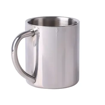 

Universal Double-layer Stainless Steel Insulation Coffee Mug Cup Travel Silver