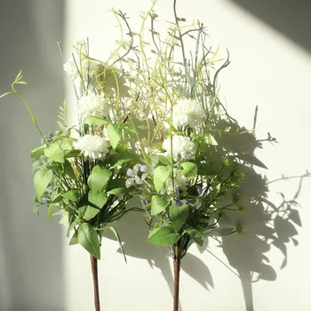

Artificial Clematis Flowers Wall High Quality Dandelion Hydrangea Silk Bouquet Decorative Fake Plants Home Room DIY Party Decor
