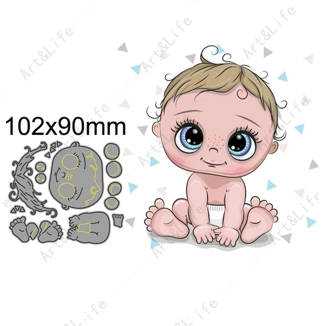 Top Hot New Lovely Cute Little Babies Metal Cutting Dies Stencils for Making Scrapbooking Album Birthday Card Embossing Cut Die Size 102x90mm