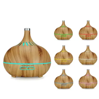 

400ml Essential Oil Diffuser Aromatherapy Machines Onion Wood Grain Cool Mist Home Air Humidifier Ultrasonic Mist Colorful Light