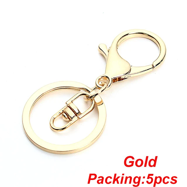 5-20pcs/lot Key Chain Key Ring keychain Bronze Rhodium Gold 28mm Long Round Split Keyrings Keychain Jewelry Making Wholesale DIY 5PCS Gold