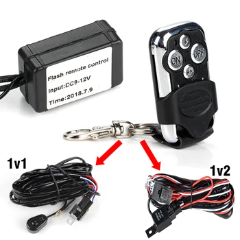 

OKEEN Offroad LED Work Light Bar Wire Cable Wireless Remote Control Switch Wiring Kit for 4 7 12 20 52 42 32 inch 48W 51W 180W