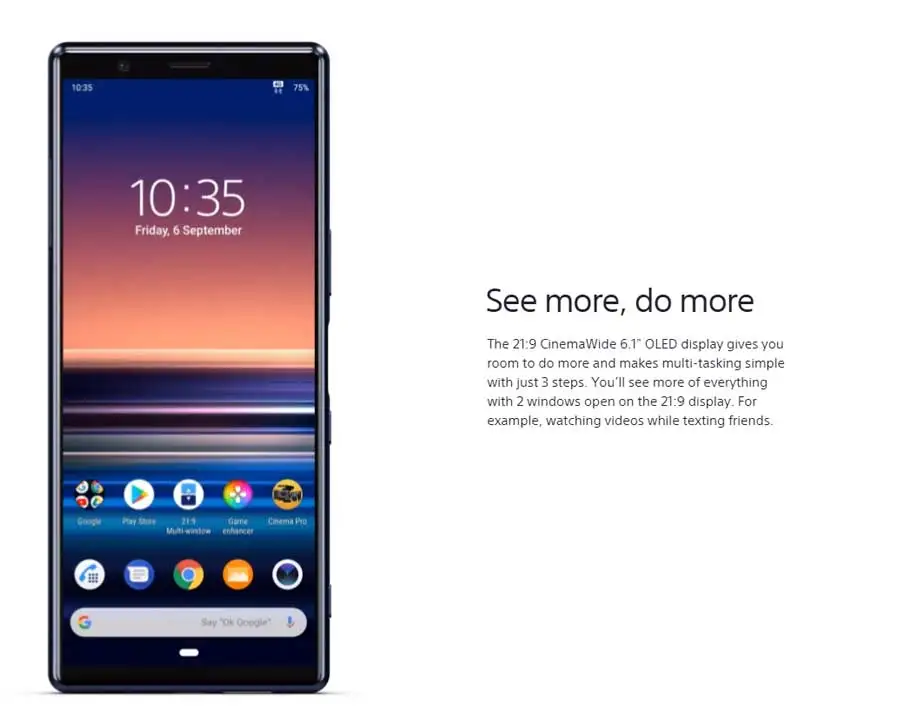 Sony Xperia 5 J9210 мобильный телефон с двумя sim-картами 6 ГБ 128 ГБ Восьмиядерный процессор Snapdragon 855 6," 1080x2520 12 МП Тройная камера Android телефон