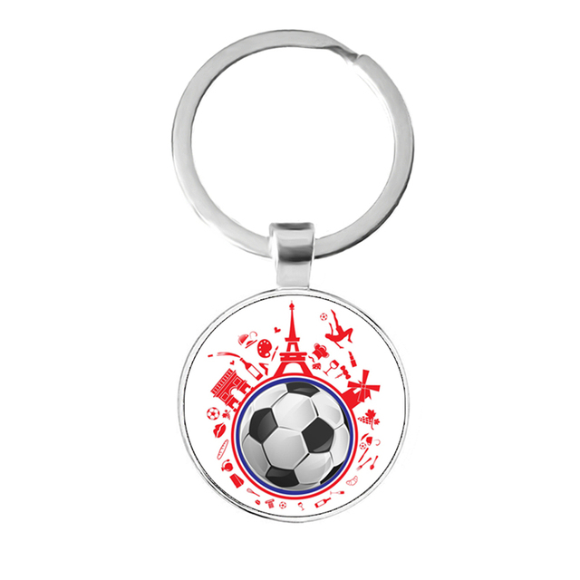 Football Team Emblem Keychain France Flag and Football Logo Key Ring Jewelry European Football Funs Cool Men Gift