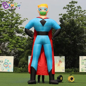 

Customized 3.8m height inflatable superman with mask / Epidemic prevention themed inflatable cartoon for decoration toys