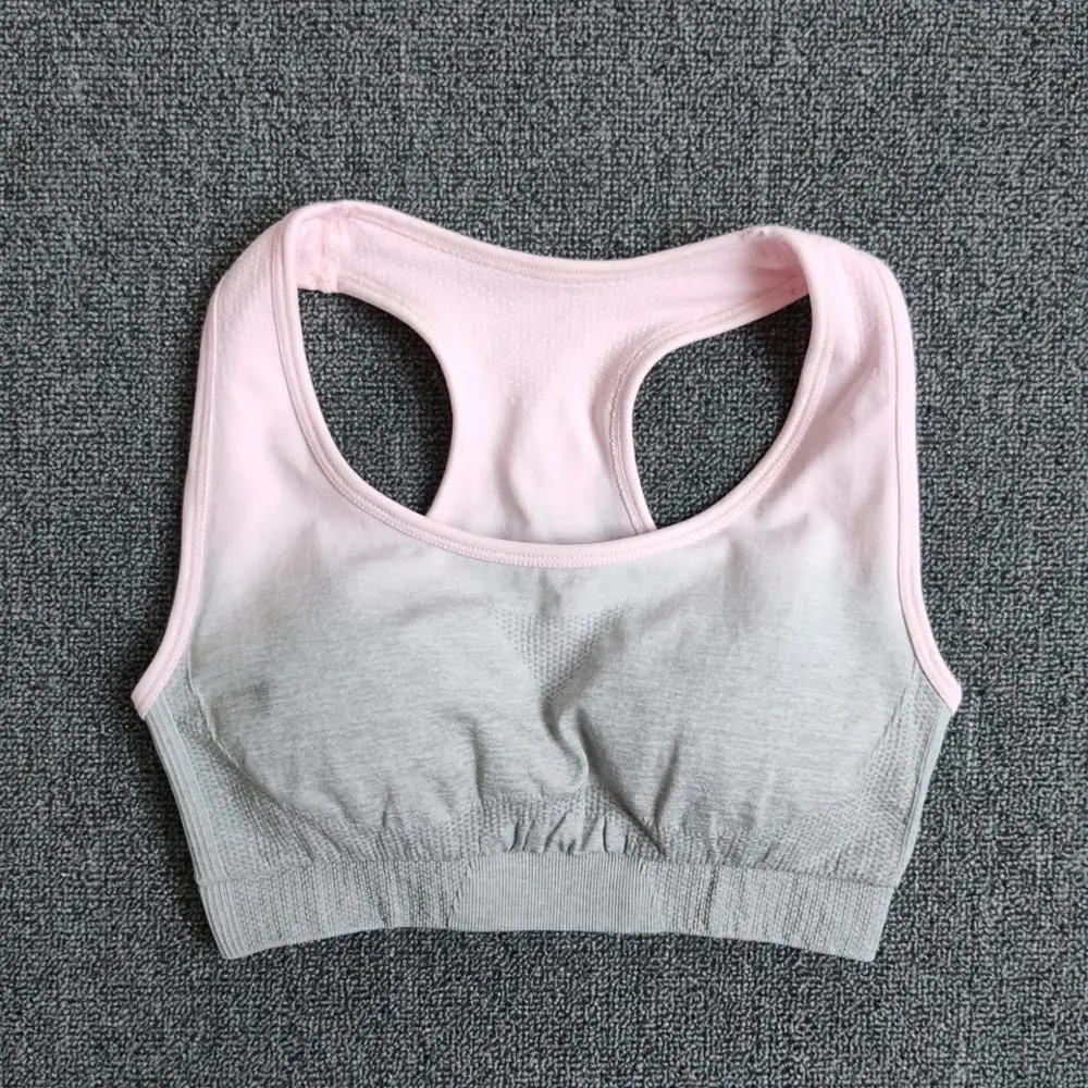 pink bra Gradation, комплект для йоги, спортивный бюстгальтер и леггинсы, Женский комплект для спортзала, бесшовная одежда для тренировок, фитнеса, спортивная одежда, 2 шт., спортивный костюм для фитнеса - Цвет: pink bra
