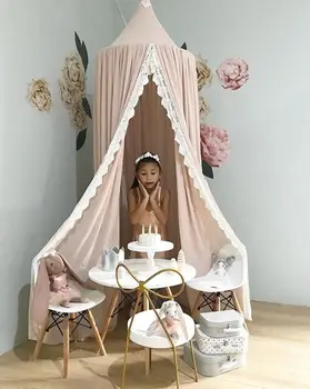 

Round Baby Bed Mosquito Net Dome Hanging Cotton Bed Canopy Princess Nice Curtain For Hammock Baby Kid Room Decor Dossel