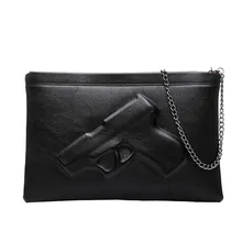 Женские сумки через плечо из искусственной кожи, винтажный дизайнерский клатч, сумочка, сумки с 3D рисунком пистолета, мужская женская сумка на цепочке, сумки-мессенджеры DB5097