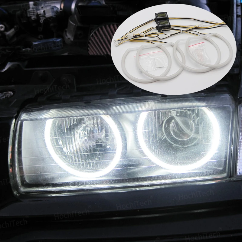 Per Bmw Serie 3 E30 E36 M3 333I 325I 323I 316I 318I 325Td 1982-2000 Led Angel Eyes Kit Cotone Bianco Halo Ring Demon Eye