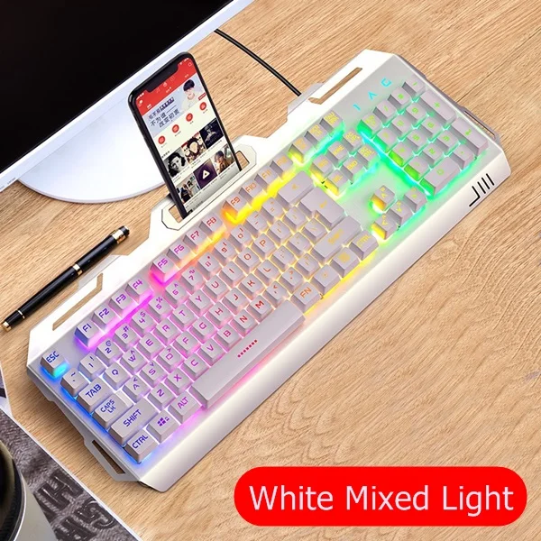 White Mixed Light V2 Эргономичный USB проводной механический с подсветкой ноутбук настольная клавиатура для домашнего офиса цветная подсветка - Цвет: White Mixed Light