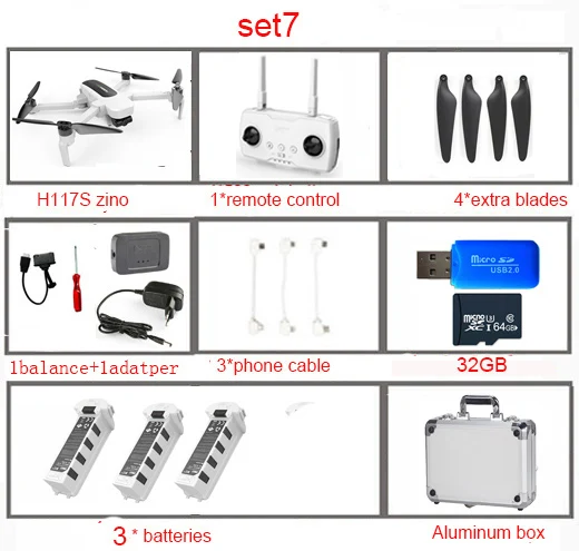 HUBSAN Zino Pro gps 5G Wi-Fi 4 км FPV Дрон р/у вертолет со стальным корпусом в формате 4K UHD, Камера 3-осевому гидростабилизатору 2,4 ГГц Беспроводной RC Дрон Квадрокоптер RTF - Цвет: set7