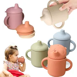 1Pc Baby Feeding Cups Cute Cartoon Baby Learning Cups Silicone BPA Free Baby Bottle Cup Food Grade Toddler Drinking Learning Cup