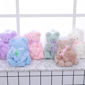 

Towel Set 2PCS/SET Cartoon Bear Face Bath Shower Soft for Adults Kids Velvet Fabric Plain Dyed Gesighanddoek Bantuko Bantuko